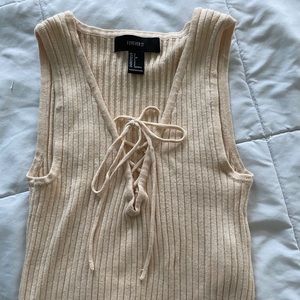 Forever 21 Peach Lace-Up Tank